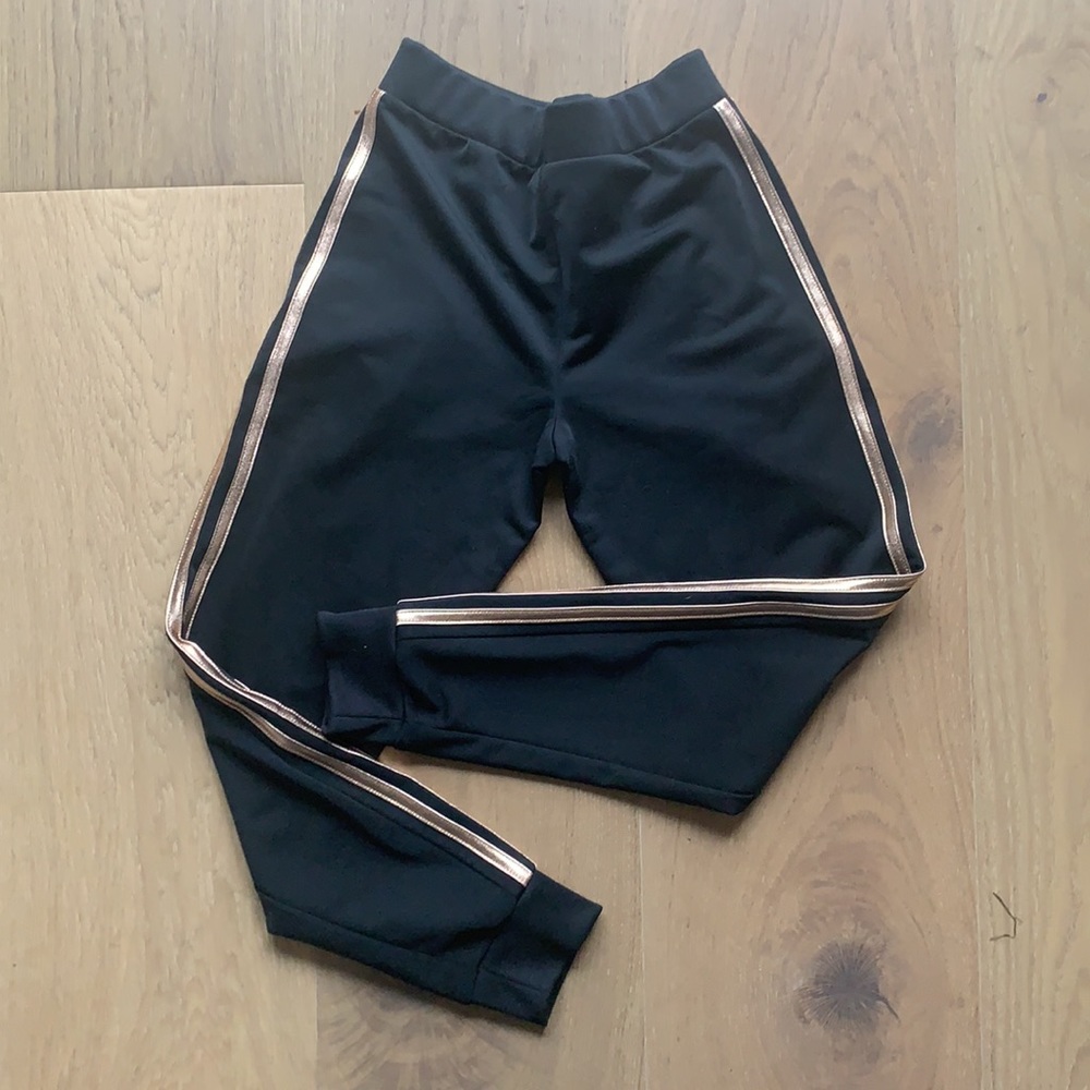 Adidas Girls Joggers Small 7/8 Black and Gold